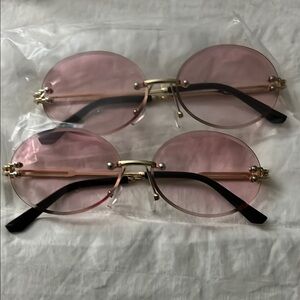 Pink and Black Round Glasses blue light pink tint